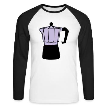 Kaffee - Unisex Baseballshirt langarm - Weiß/Schwarz - Vorne - Nik (191cm)