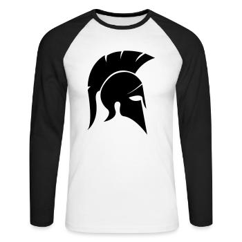 sparta_helm_001 - T-shirt baseball manches longues Homme - blanc/noir - Devant - Nik (191cm)