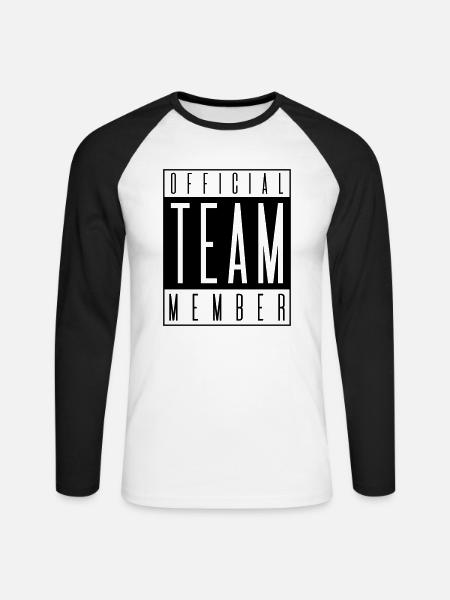 team member official - Unisex Baseballshirt langarm - Weiß/Schwarz