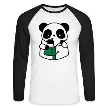 Panda chemical scientist technical biologist - Unisex Long Sleeve Baseball T-Shirt - white/black - Front - Nik (191cm)