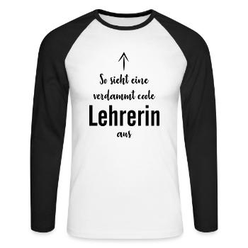 Lehrerin Schule Student - Unisex Baseballshirt langarm - Weiß/Schwarz - Vorne - Nik (191cm)