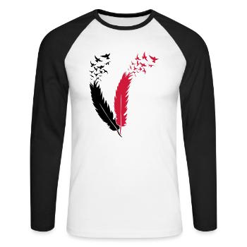 feather fly birds - T-shirt baseball manches longues Homme - blanc/noir - Devant - Nik (191cm)