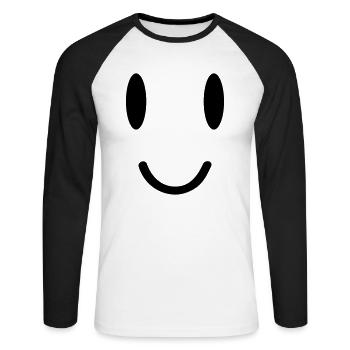 smile face - Unisex Baseballshirt langarm - Weiß/Schwarz - Vorne - Nik (191cm)