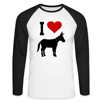Esel Liebe Muli Maultier Herz Bauernhof Tier Bauer - Unisex Baseballshirt langarm - Weiß/Schwarz - Vorne - Nik (191cm)