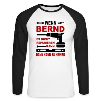 Name Geschenk Namenstag BERND - Unisex Baseballshirt langarm - Weiß/Schwarz - Vorne - Nik (191cm)