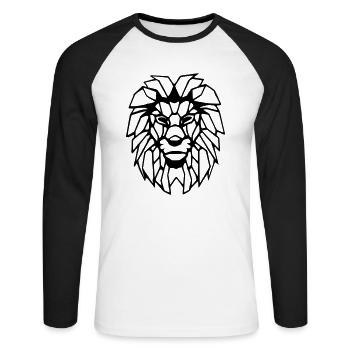 Löwenkopf - Unisex Baseballshirt langarm - Weiß/Schwarz - Vorne - Nik (191cm)