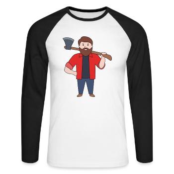 Lumberjack - Unisex Long Sleeve Baseball T-Shirt - white/black - Front - Nik (191cm)