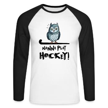 feldhockey hockey hockey hockey terrain veut jouer au hockey - T-shirt baseball manches longues Homme - blanc/noir - Devant - Nik (191cm)