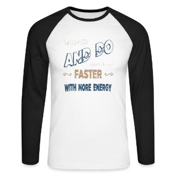 quote birthday present coffeebean milk office mug - Unisex Baseballshirt langarm - Weiß/Schwarz - Vorne - Nik (191cm)