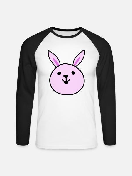 Cute pink rabbit - Unisex Long Sleeve Baseball T-Shirt - white/black