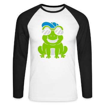 Sunglasses Cap Frog Boy - Unisex Long Sleeve Baseball T-Shirt - white/black - Front - Nik (191cm)