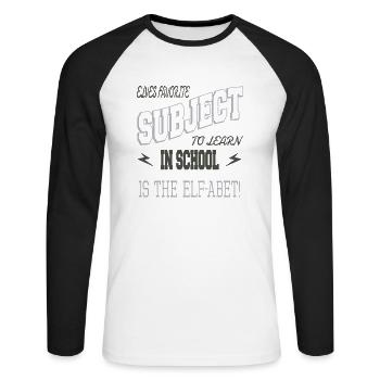 Christmas Vacation Dino Beard Statement Humor - Unisex Long Sleeve Baseball T-Shirt - white/black - Front - Nik (191cm)