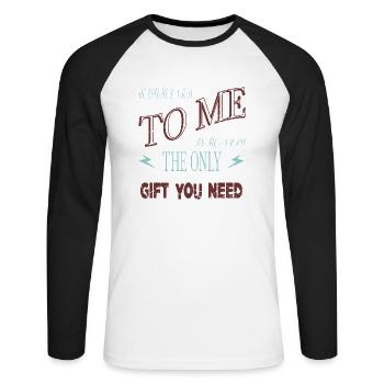 Bodybuilder Joke Christmas present awkward funny - Unisex Long Sleeve Baseball T-Shirt - white/black - Front - Nik (191cm)