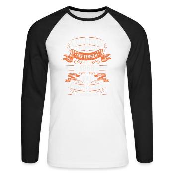 September 1966 Originelle Geburtstagsgeschenkidee - Unisex Baseballshirt langarm - Weiß/Schwarz - Vorne - Nik (191cm)