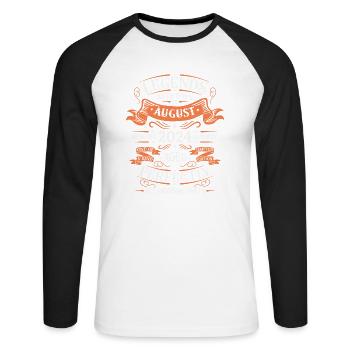 Août 2024 anniversaire 2024 légendes Août - T-shirt baseball manches longues Homme - blanc/noir - Devant - Nik (191cm)