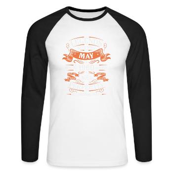 Mai 1960 anniversaire Mai 1960 Mai - T-shirt baseball manches longues Homme - blanc/noir - Devant - Nik (191cm)