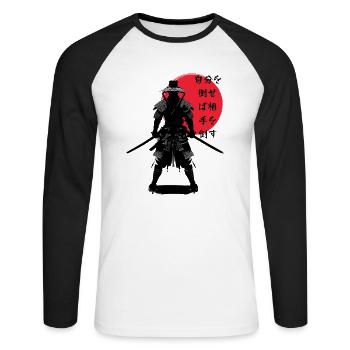 Samurai Swordsman - Unisex Long Sleeve Baseball T-Shirt - white/black - Front - Nik (191cm)