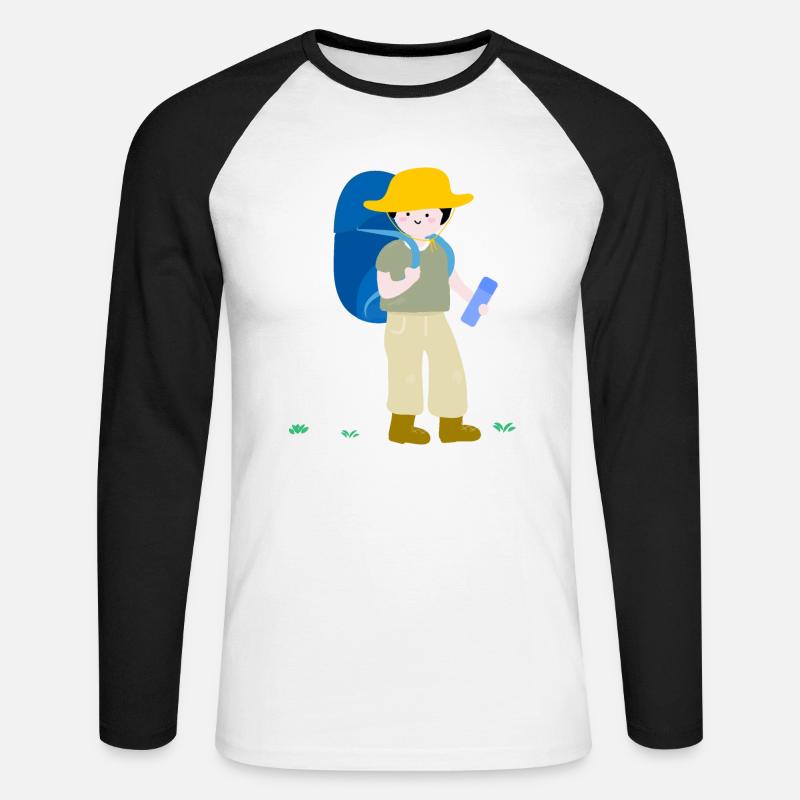 Campingplätze 1 - Unisex Baseballshirt langarm - Weiß/Schwarz