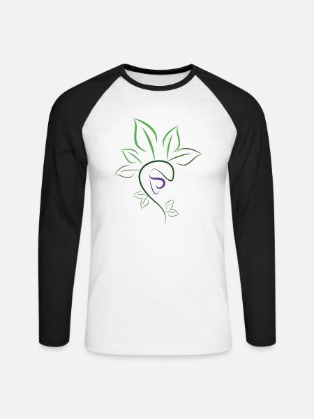 Pflanzen Kontur - Unisex Baseballshirt langarm - Weiß/Schwarz