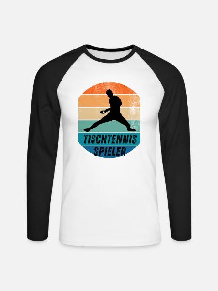 Tischtennisspieler - Unisex Baseballshirt langarm - Weiß/Schwarz