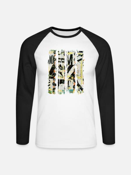 Zeitungsausschnitte Scrapbook Zeitschriften Alphabet Code - Unisex Baseballshirt langarm - Weiß/Schwarz