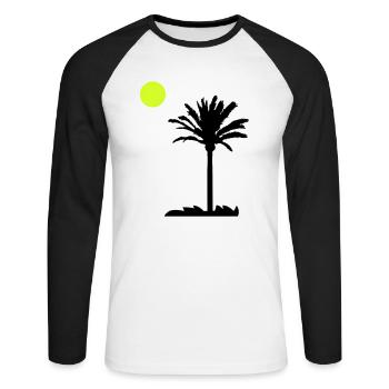 palmier - T-shirt baseball manches longues Homme - blanc/noir - Devant - Nik (191cm)