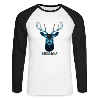 Hirsch Bergbua Hirsch Geschenk Dorffest Wandern - Unisex Baseballshirt langarm - Weiß/Schwarz - Vorne - Nik (191cm)