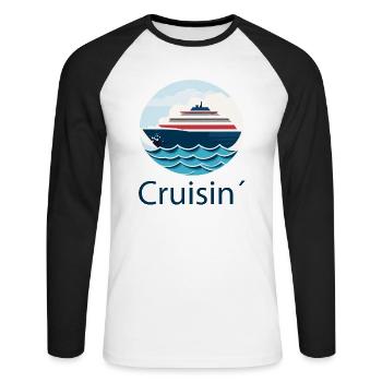 Croisière - T-shirt baseball manches longues Homme - blanc/noir - Devant - Nik (191cm)