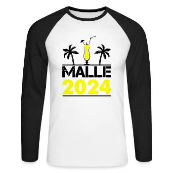 MALLE 2024 - T-shirt baseball manches longues Homme - blanc/noir - Devant - Nik (191cm)