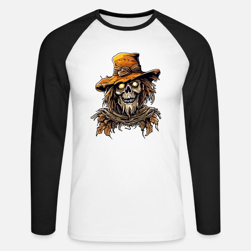 Vogelscheuche / Erntehelfer / Maisfeld / Feld - Unisex Baseballshirt langarm - Weiß/Schwarz