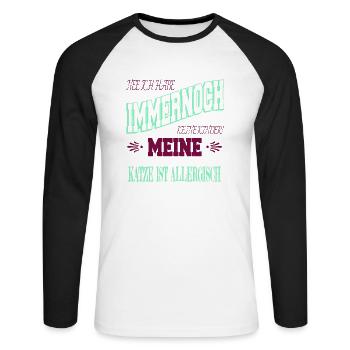 Geek Cool Cat cadeau idée cadeau - T-shirt baseball manches longues Homme - blanc/noir - Devant - Nik (191cm)