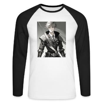 Anime Hero Ben - Unisex Long Sleeve Baseball T-Shirt - white/black - Front - Nik (191cm)