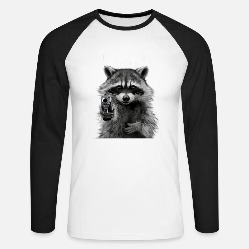 Meme Waschbär - Unisex Baseballshirt langarm - Weiß/Schwarz