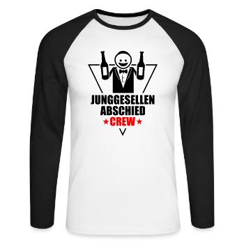 Enterrement de vie de garçon Équipage Enterrement de vie de garçon - T-shirt baseball manches longues Homme - blanc/noir - Devant - Nik (191cm)