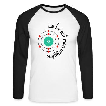 Foi oxygène - T-shirt baseball manches longues Homme - blanc/noir - Devant - Nik (191cm)
