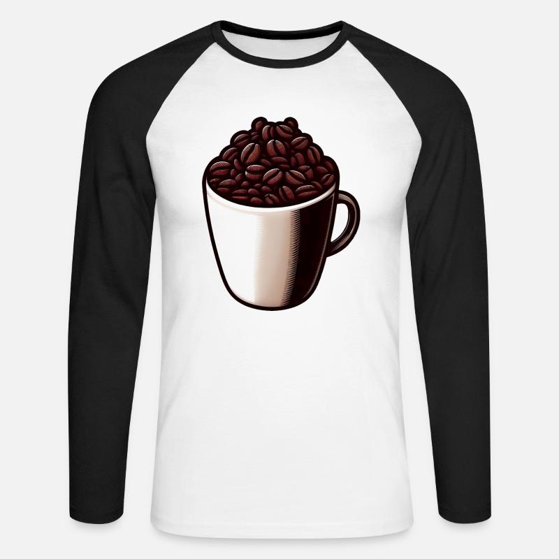 Kaffee Tee - Kaffeetasse - Tee - Unisex Baseballshirt langarm - Weiß/Schwarz