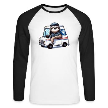 Ich werde es schaffen, wenn ich es schaffe - Unisex Baseballshirt langarm - Weiß/Schwarz - Vorne - Nik (191cm)