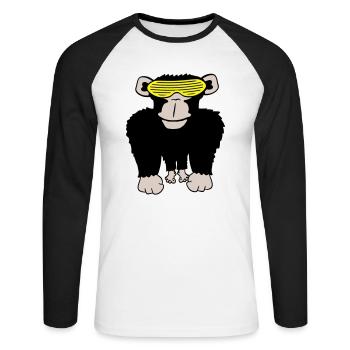 Funky Sonnenbrille Gorilla Cooler Party Affe Spaß - Unisex Baseballshirt langarm - Weiß/Schwarz - Vorne - Nik (191cm)