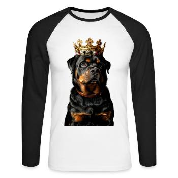 Rottweiler - T-shirt baseball manches longues Homme - blanc/noir - Devant - Nik (191cm)