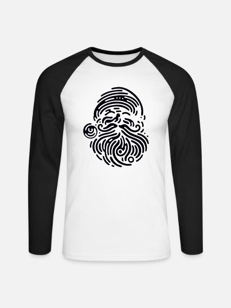 Dongxiang - T-shirt baseball manches longues Homme - blanc/noir