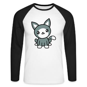 Cat Pet Cute Cute Kitten Friendly - Unisex Long Sleeve Baseball T-Shirt - white/black - Front - Nik (191cm)