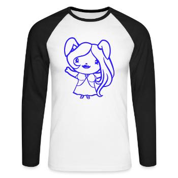 Bunny Girl Pretty Woman Bunny Waving Long Hair - Unisex Long Sleeve Baseball T-Shirt - white/black - Front - Nik (191cm)
