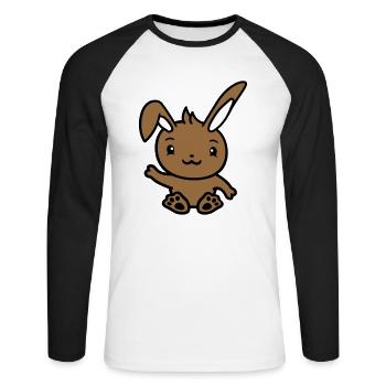 Rabbit waving friendly greeting hand waving hello - Unisex Long Sleeve Baseball T-Shirt - white/black - Front - Nik (191cm)