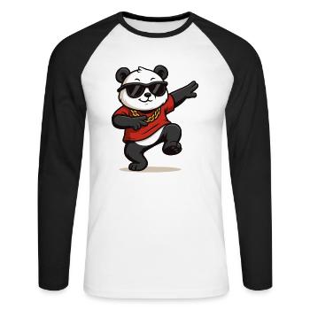 Panda Comic Dance - Unisex Long Sleeve Baseball T-Shirt - white/black - Front - Nik (191cm)