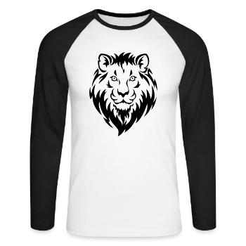 Löwe - Unisex Baseballshirt langarm - Weiß/Schwarz - Vorne - Nik (191cm)