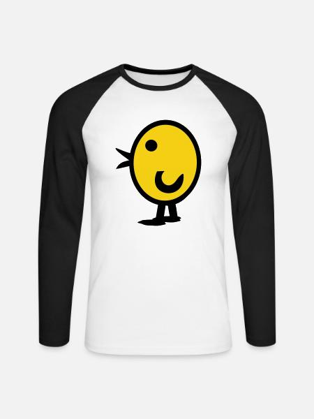 Duck, chicken, chick - Unisex Long Sleeve Baseball T-Shirt - white/black