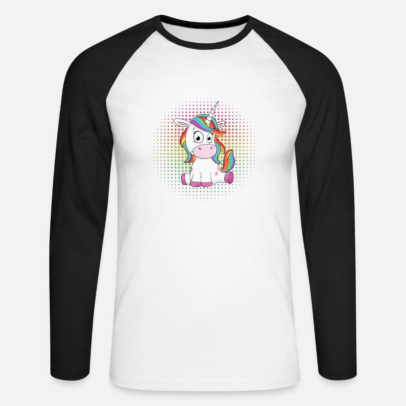 Süßes Einhorn - Unisex Baseballshirt langarm - Weiß/Schwarz