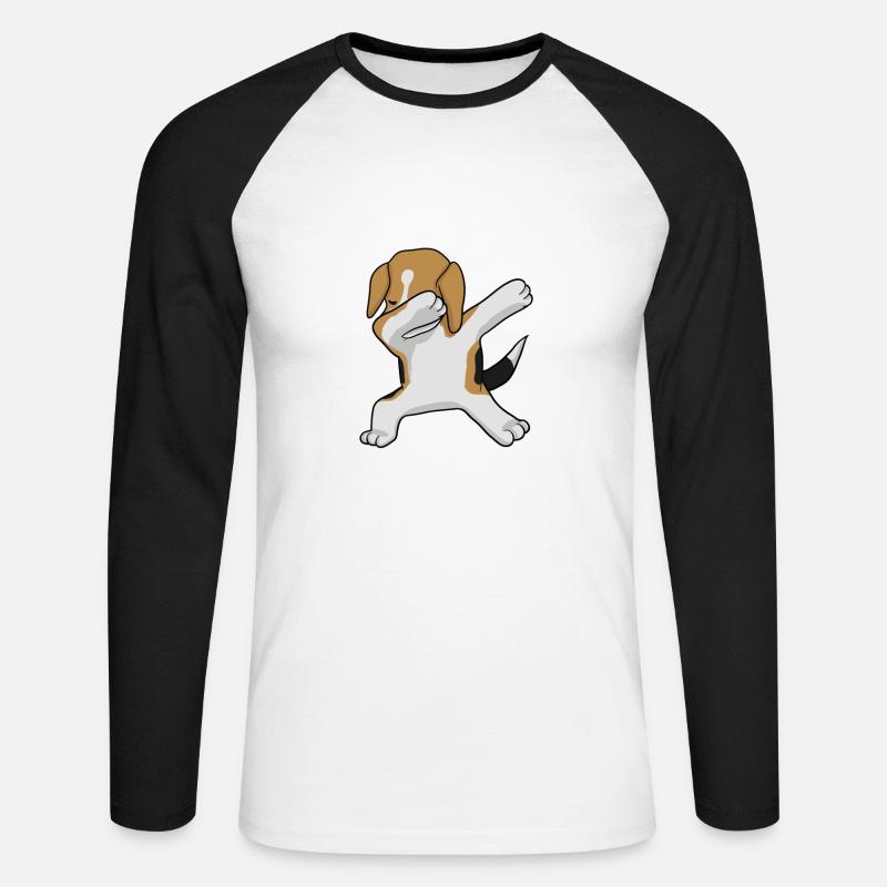 Beagle Dab - dabbing beagle - Unisex Baseballshirt langarm - Weiß/Schwarz