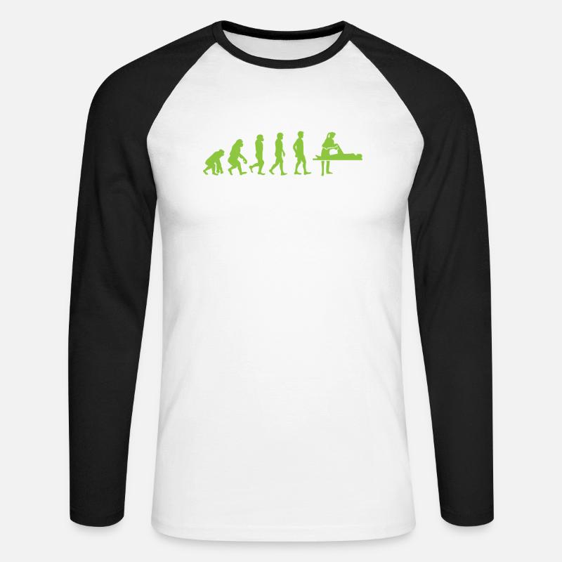 Evolution - Physiotherapeutin - Lustig - Geschenk - Unisex Baseballshirt langarm - Weiß/Schwarz