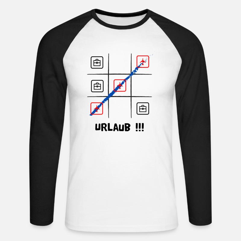 Tik tak to oder Käsekästchen, Urlaub oder Arbeit - Unisex Baseballshirt langarm - Weiß/Schwarz